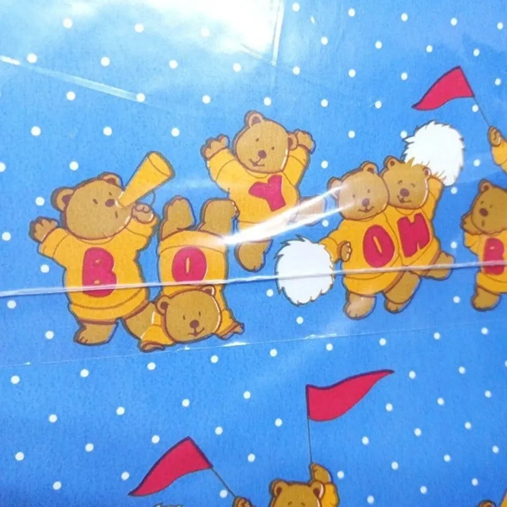Vintage American Greetings Cheerleading Bear Gift Wrap Sheet-Birthday/Shower-NEW
